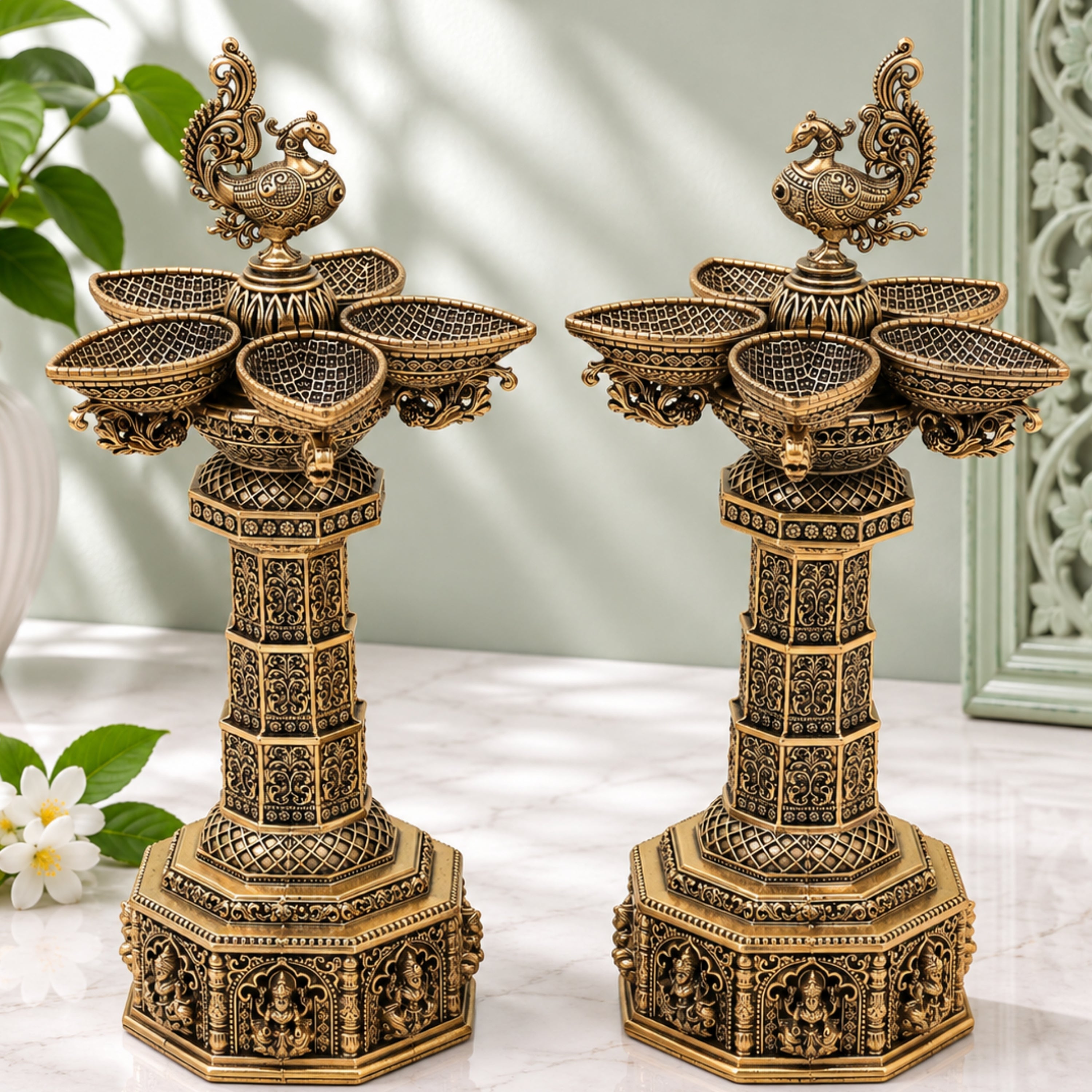 Brass Peacock Deepam
