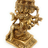 Brass Gayatri Devi Idol | Vedamata Gayathri Murti | Panchamukhi Savitri Mata Statue for Puja & Home Temple,Gold, 5 Inch, 1 Piece