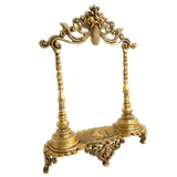 Brass Deity Stand With Prabhavali and Chowki | Temple Singhasan Peetha Bajot For Idols | Handmade Brass God Throne, Gold, 19 Inch, 1 Piece