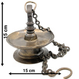 Antique Brass Hanging Lamp, Peetal Pital Temple Lantern, Traditional Pittal Ceiling Light for Pooja Room, Handcrafted Velli Brass Hanging Diya,Brown, 6 Inch, 1 Piece