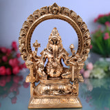 Bronze Narasimha Ganesha Idol, Ganapati Vinayaka Murti for Pooja, Home Decor, Gifting, Handcrafted Chola Style, Gold, 14 Inch, 1 Piece