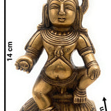 Brass Bal Gopal Krishna Idol | Laddu Gopal Murti | Makhan Chor Navneet Chora Statue | Handcrafted Pital Kanha Sculpture for Pooja, Home Decor & Gifting, Gold, 5.5 Inch, 1 Piece