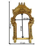 Bhunes Brass Temple Shaped Prabhavali Arch Frame – Wall Hanging Kirtimukha Prabhawal for Home Temple, Deity Backdrop & Pooja Decor, Gold, 12 Inch, 1 Piece