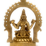 Brass Saraswati Idol, Handcrafted Sharada Vagdevi Bharati Statue, Veenapani Kalaimagal Vidyadayini Pital Murti for Pooja, Temple & Home Decor,Gold, 8 Inch, 1 Piece