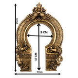 Bhunes Brass Hand-Carved Prabhavali Frame with Kirtimukha – Wall Hanging Arch for Pooja Room, Temple Decor, Prabhawal for Deity Idol Backdrop, Gold, 10 Inch, 1 Piece