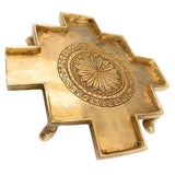 Bhunes Brass Abhishek Patra Plate | Somasutra Ritual Shower Peetam | Handcrafted Brass Mandir Chowki for Pooja, Gold, 12 Inch, 1 Piece