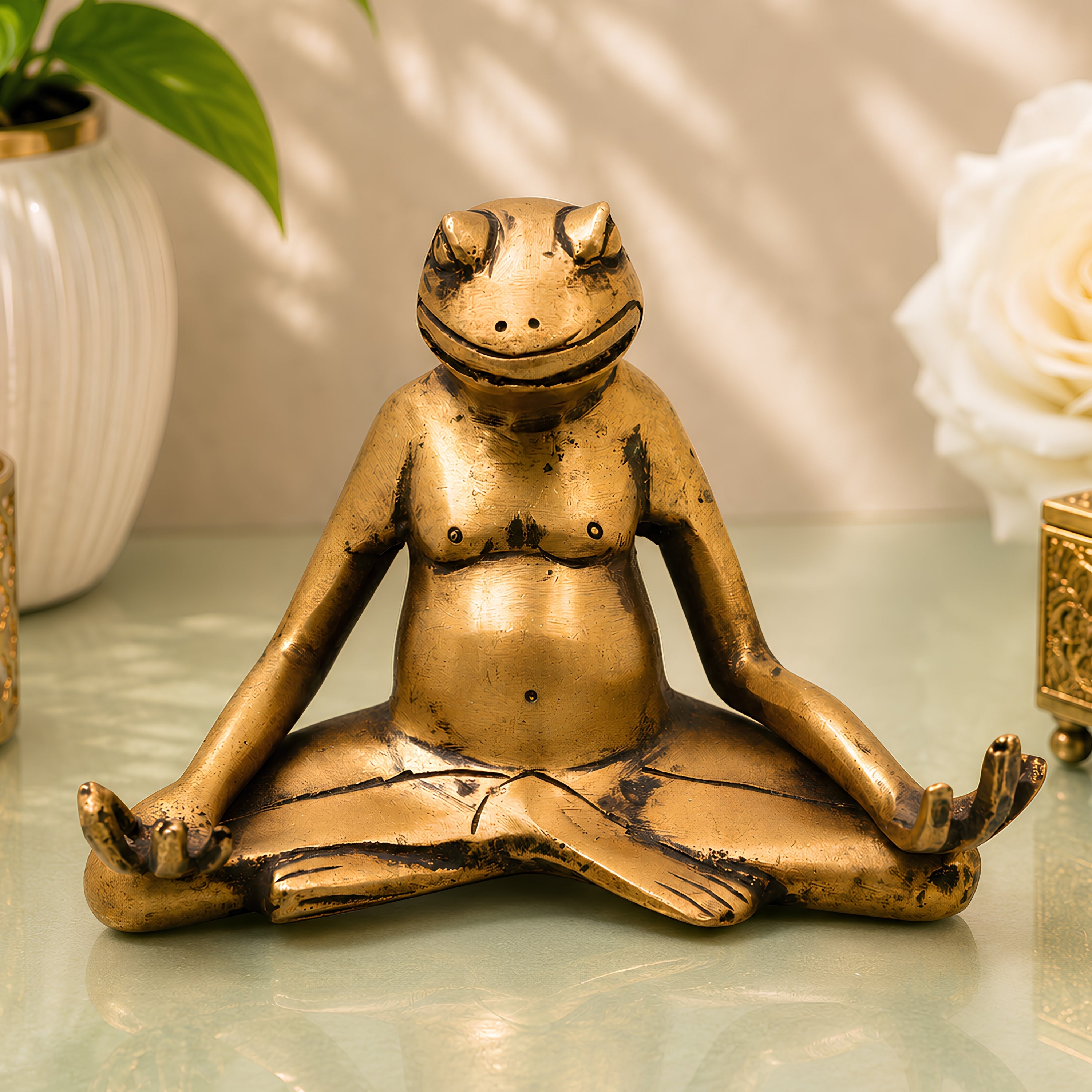 Yoga Frog Sculpture for Meditation