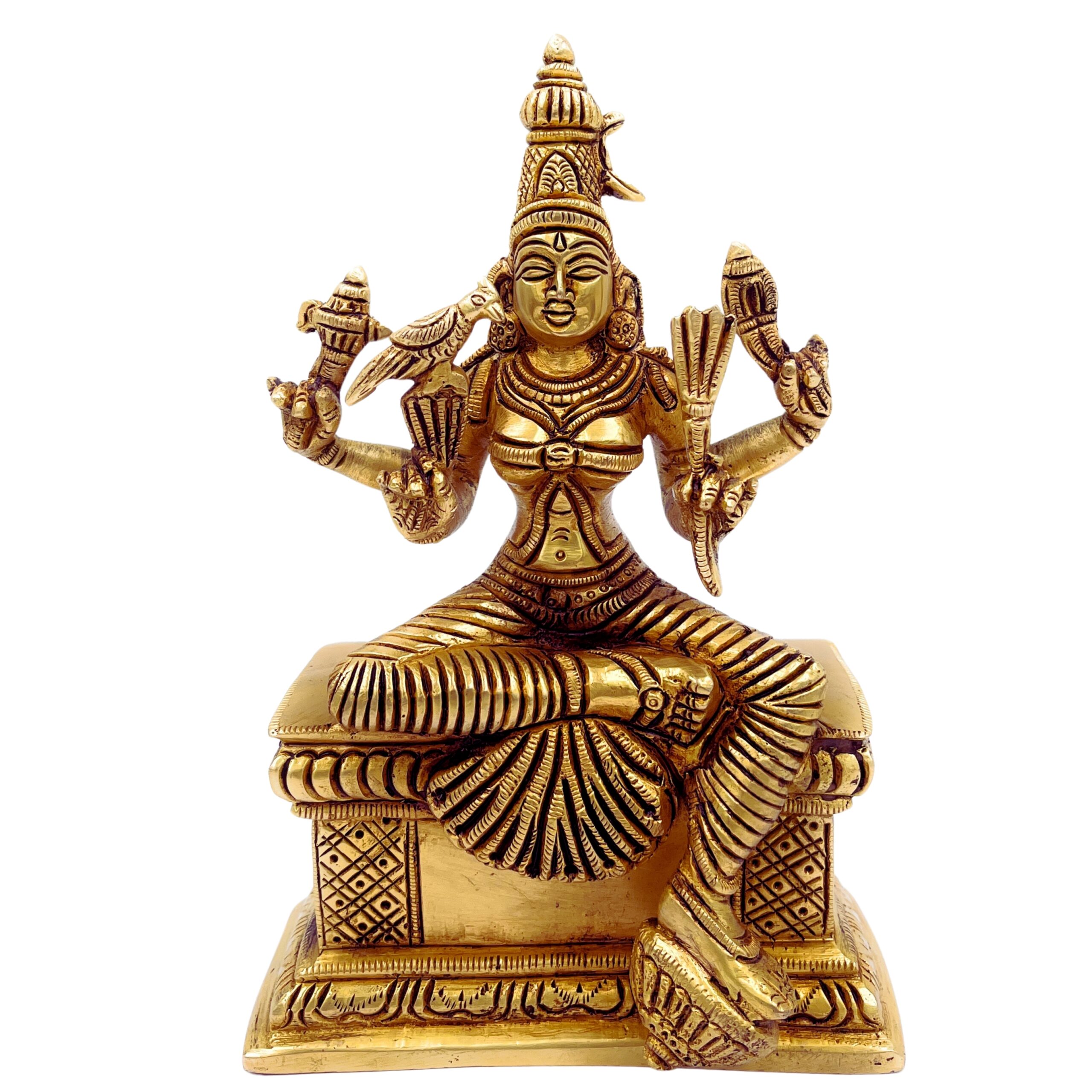 Brass Rajarajeshwari | Tripura Sundari | Lalita Devi | Kamakshi | Shodashi | Kameshwari Idol – Handcrafted Hindu Goddess Sculpture Murti Statue Vigraha for Pooja & Home Temple Decor