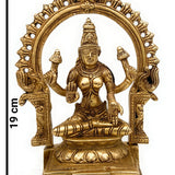 Handcrafted Brass Maha Lakshmi Idol with Prabhavali – Shri Laxmi | Kamala | Padma | Ashta Lakshmi | Pital Murti for Pooja, Home Temple & Decor, Gold, 7.5 Inch, 1 Piece