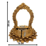 Brass Pooja Chowki with Prabhavali for Home Temple, Mandir Stand, Deity Idol Stand, Handmade Spiritual Puja Mandap, Decorative Brass Peetha, Rustproof Brass Chowki,Gold, 8 Inch, 1 Piece