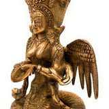 Brass Nagkanya Idol, Peetal Naga Kanya Nagini Manasa Devi Murti, Antique Nag Devi Sarpa Kanya Statue for Pooja, Home Decor & Gifts, Gold, 9 Inch, 1 Piece