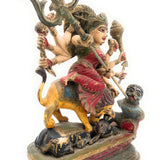 Handcrafted Brass Durga Devi Idol – Mahishasura Mardini | Shakti Simhavahini Maa Amba Statue | Antique Finish Pital Murti for Pooja, Home Temple & Navratri Decor,Gold, 14 Inch, 1 Piece