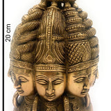 Bhunes Brass Multi Face Brahma Head |Lord Brahma Face | Brahma Face | Brahma Ji | Brass Brahma Statue,Gold, 8 Inch, 1 Piece