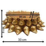 Bhunes Brass Lotus Shaped Pooja Chowki for Kalash and Deity | Handcrafted Mandir Bajot | Big Kamal Sinhasan Stand | Devotional Brass Platform for Temple, Home Decor, Rituals, Gold, 3 Inch, 1 Piece