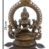 Bhunes Brass Goddess Saraswati Idol, Sarasvati Murti, Vidya Devi, Saraswathi Vigraha For Puja And Home Decor,Gold, 11 Inch, 1 Piece