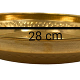 Handcrafted Brass Pooja Thali Peetal Aarti Plate Pittal Puja Thambalam Traditional Pital Worship Thali,Gold, 11.02 Inch, 1 Piece