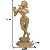 Handcrafted Brass Radha Krishna Idol | Peetal Pital Pittal Radha Krishna Murti Vigraha Statue | Divine Shyam Radha Krishna Pratima for Home Temple Decor & Puja,Gold, 11 Inch, 1 Piece