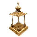 Bhunes Brass Pooja Mandir Temple – Handmade Mandap Peetha Peeta Peetham Chowki for Home, Office, Mandapam, Decor, and Gifting, Gold, 13 Inch, 1 Piece