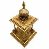 Bhunes Brass Pooja Mandir Temple – Handmade Mandap Peetha Peeta Peetham Chowki for Home, Office, Mandapam, Decor, and Gifting, Gold, 13 Inch, 1 Piece