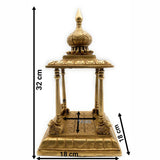 Bhunes Brass Pooja Mandir Temple – Handmade Mandap Peetha Peeta Peetham Chowki for Home, Office, Mandapam, Decor, and Gifting, Gold, 13 Inch, 1 Piece