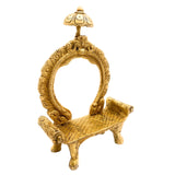 Brass Shinghashan with Prabhavali, Handcrafted Pooja Chowki, Peetha for Deity Idol, Temple Bajot with Frame And Umbrella, Gold, 8 Inch, 1 Piece