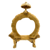 Brass Shinghashan with Prabhavali, Handcrafted Pooja Chowki, Peetha for Deity Idol, Temple Bajot with Frame And Umbrella, Gold, 8 Inch, 1 Piece