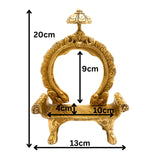 Brass Shinghashan with Prabhavali, Handcrafted Pooja Chowki, Peetha for Deity Idol, Temple Bajot with Frame And Umbrella, Gold, 8 Inch, 1 Piece