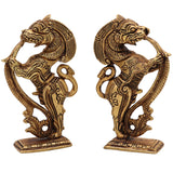 Brass Lion Scultpture | Lion Brass Statue | Lion Statues Showpieces | Bras Simha | Sher Ki Murti | India Temple Lions | Lion Statue | Set Of 2, Gold, 5 Inch, 1 Piece