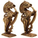 Brass Lion Scultpture | Lion Brass Statue | Lion Statues Showpieces | Bras Simha | Sher Ki Murti | India Temple Lions | Lion Statue | Set Of 2, Gold, 5 Inch, 1 Piece