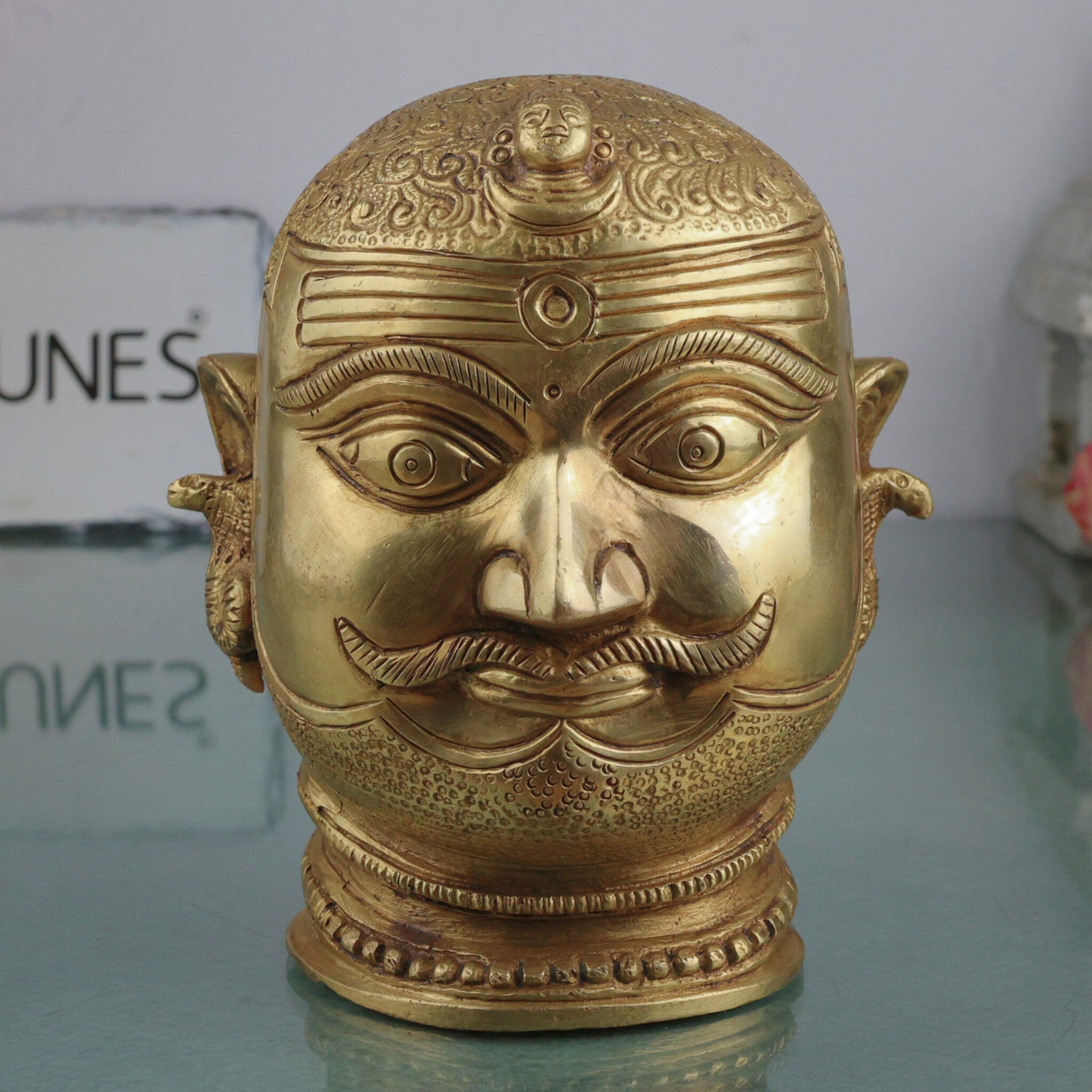 Brass Shiva Head, Shiv Ji Ki Mukut, Shiva Face, Shankar Idol, Manjunath Face, Murti For Home Decor, Bhairav