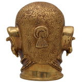 Brass Shiva Face Idol, Peetal Mahadev Mukha, Pital Bholenath Head, Handmade Rudra Mask, Gold, 6.5 Inch, 1 Piece