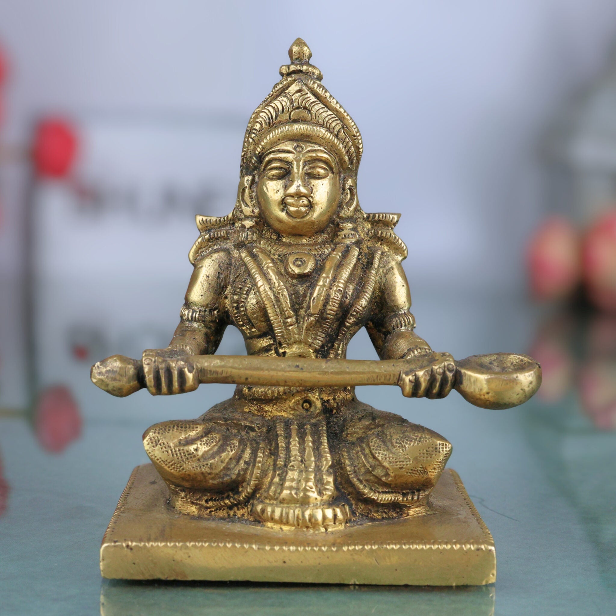 Handcrafted Brass Annapurna Devi Idol | Annapoorna Mata Murti | Annapurneshwari Amman Statue for Pooja, Home & Temple Decor
