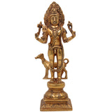 Brass Maha Kaal Bhairav Idol | Kaal Bhairav Statue | Kalabhairava Murti | Mahakal Shiva | Batuk Bhairava Idol | Brass Bhairava Sculpture, Gold, 11 Inch, 1 Piece