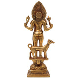 Brass Maha Kaal Bhairav Idol | Kaal Bhairav Statue | Kalabhairava Murti | Mahakal Shiva | Batuk Bhairava Idol | Brass Bhairava Sculpture, Gold, 11 Inch, 1 Piece