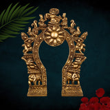Brass Prabhavali with Yali, Elephant & Deities – Traditional Arch Frame Wall Hanging for Home Temple | Prabhawali Prabhaval for Murti Backdrop Decor