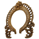 Bhunes Brass Hand-Carved Prabhavali Arch Frame with Kirtimukha – Wall Hanging for Pooja Room, Temple Backdrop, Murti Decor, Prabhawal for Home Mandir, Gold, 9 Inch, 1 Piece