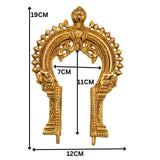 Brass Small Prabhavali Frame – Wall Hanging Decorative Arch for Home Temple | Traditional Prabhawali, Prabhaval, Kirtimukha Pooja Decor, Gold, 7.5 Inch, 1 Piece