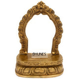 Brass Peeta With Prabhavali, Pitala Peetham Arch Stand for Hindu Deity, Murugan Lakshmi Saraswati Vishnu Puja Chowki,Gold, 8 Inch, 1 Piece