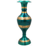Brass Flower Vase | Brass Vases | Flower | Brass | Phooladaan | Vas | Vaz | Brass Vases For Home | Beautiful Vase | Brass Vase, Green, 15 Inch, 1 Piece