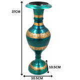 Brass Flower Vase | Brass Vases | Flower | Brass | Phooladaan | Vas | Vaz | Brass Vases For Home | Beautiful Vase | Brass Vase, Green, 15 Inch, 1 Piece