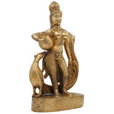 Brass Apsara Idol Urvashi Devangana Murti, Peetal Swargiya Sundari Statue, Handcrafted Pital Rambha Tilottama Sculpture, Gold, 16 Inch, 1 Piece