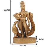 Brass Apsara Idol Urvashi Devangana Murti, Peetal Swargiya Sundari Statue, Handcrafted Pital Rambha Tilottama Sculpture, Gold, 16 Inch, 1 Piece