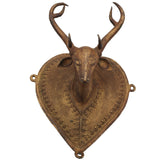 Brass Deer Idol | Mriga, Harin, Jinka Face Statue | Peetal, Pittal, Vellipittalam Showpiece | Blackbuck, Cheetal, Sambhar Figurine, Gold, 8 Inch, 1 Piece