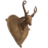 Brass Deer Idol | Mriga, Harin, Jinka Face Statue | Peetal, Pittal, Vellipittalam Showpiece | Blackbuck, Cheetal, Sambhar Figurine, Gold, 8 Inch, 1 Piece