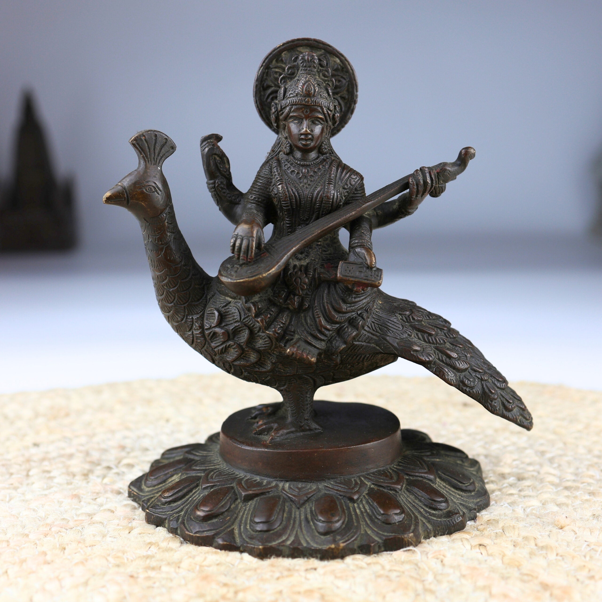 Brass Goddess Saraswati Idol