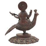 Brass Goddess Saraswati Idol, Sharada, Vagdevi, Veena Pustak Dharini Murti, Knowledge, Wisdom & Learning Statue for Home, Temple, Office Decor, Gold, 7 Inch, 1 Piece