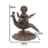 Brass Goddess Saraswati Idol, Sharada, Vagdevi, Veena Pustak Dharini Murti, Knowledge, Wisdom & Learning Statue for Home, Temple, Office Decor, Gold, 7 Inch, 1 Piece