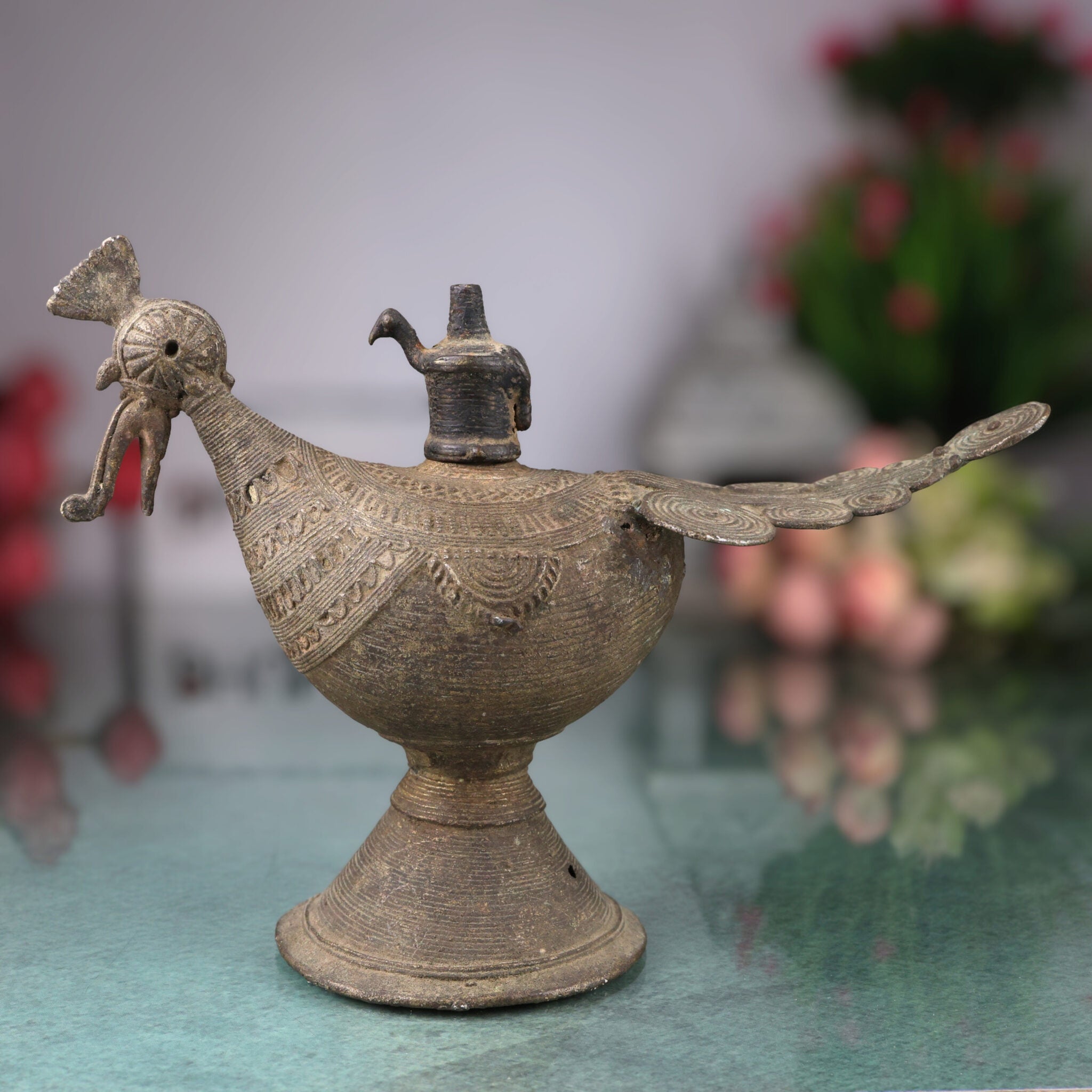 Brass Antique Oil Lamp | Brass Antiques | Kerosine Lamp | Antique Lamp | Diya | Antique Lamps | Deepam | Dogra Art | Bastar | Tribal Arts | Traditional Antique Lamp