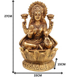 Brass Lakshmi Idol – Mahalakshmi | Kamala Devi | Shri Laxmi Murti for Pooja, Temple & Home Decor,Gold, 11 Inch, 1 Piece