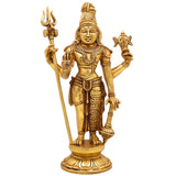 Brass Harihara Idol | Shankaranarayana Vishnu Shiva Murti | Handmade Peetal Pittal Pital Sculpture, Gold, 11 Inch, 1 Piece